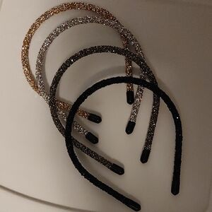 Elegant Glitter Headband Set - Black, Silver, Gold